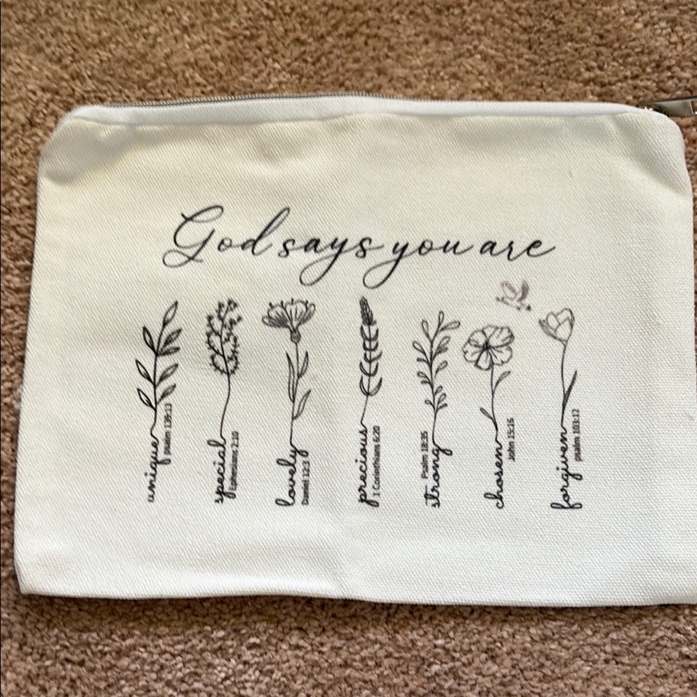 Inspirational Canvas Pouch with Floral Design